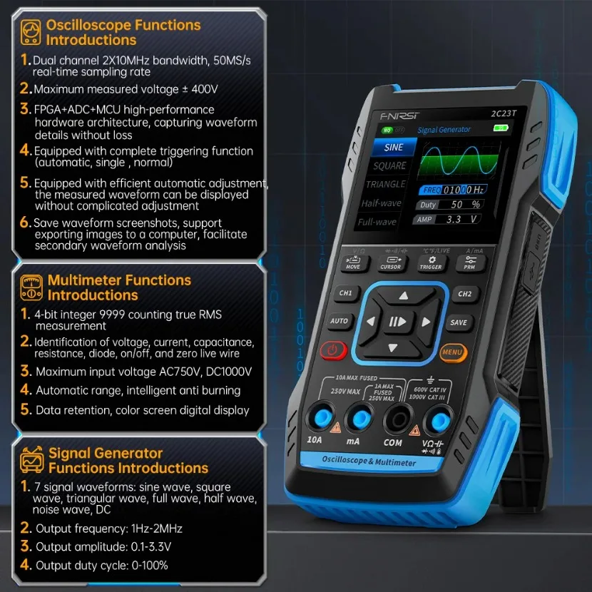 FNIRSI 2C23T – портативный циф – обзор и цена Fnirsi Digital Oscilloscope Handheld